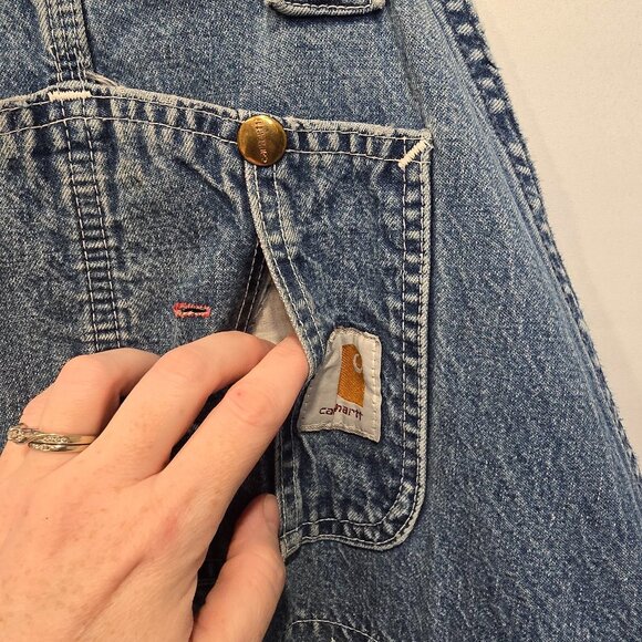 Vintage Carhartt Overalls Mens Blue Denim Farmer Construction - Picture 4 of 16
